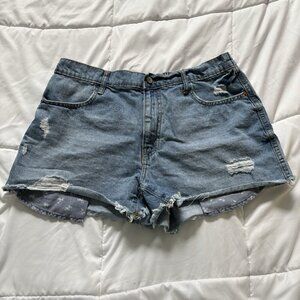 No Boundaries Womens Size 15 Denim Jean Shorts High Rise Stretch 100% Cotton